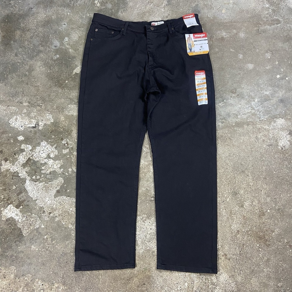NWT Wrangler Five Star Heritage Jeans Size 38x30 Black Denim Relaxed Fit Work